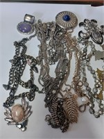 Silvertone Necklace, Pendants and More