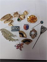 Lot of Various Brooches and Stick Pins- Some