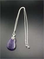 .925 Silver Plated Necklace (Purple Stone)