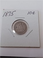 1875 Seated Liberty Dime