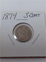 1874 Three Cent Coin
