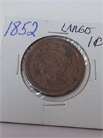 1852 Large Cent Coin