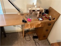 Singer 401a sewing machine / cabinet/ contents
