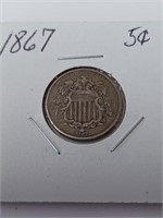 1867 Five Cent Coin