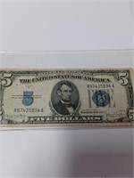1934 Silver Certificate Certificate Five Dollar