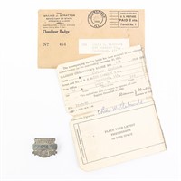 1931 Illinois Chauffer Badge #454 w Registration