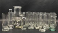 Clear Glass- 1- Pitcher + Assorted Flower Vases