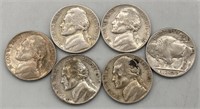 2- 1941 D Nickels, 
1- 1956 D Nickel, 1- 
1940 P