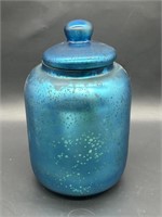 Vintage Bright Blue Mercury Glass Jar