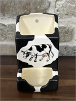 Ceramic Wall Hanging Decor: Black & White Cow Box