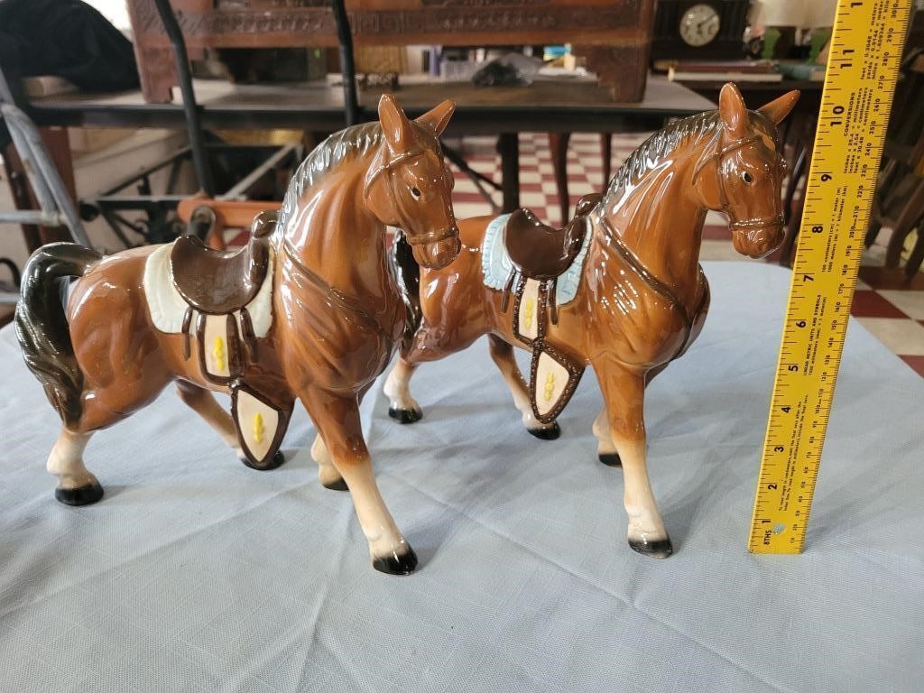PAIR 12x10.5 large horse figurines JAPAN