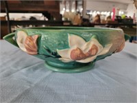 Huge 14" ROSEVILLE POTTERY magnolia console bowl