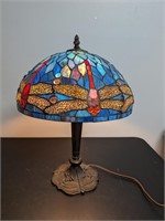 Tiffany Style Stained Glass Dragon Fly Table Lamp