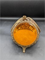 Vintage Ormolu Amber Glass Jewlery Box