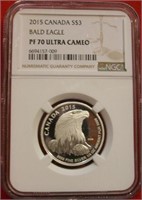 NGC PF70 Ultra Cameo 2015 $3 Canada 1/4 oz. 9999