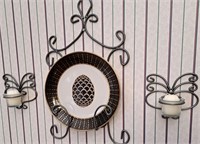 WIRE CANDLE HOLDERS & PLATE HOLDER W BLACK PLATE