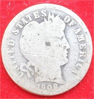 1908P Barber Dime