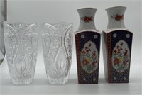 Porcelain and glass vases