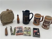 Assorted Playing Cards and Alcohol Memorabilia
