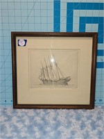 Limited Edition Pen & Ink Ship Drawing