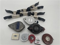 Clamps, chalk lines , measuring tapes