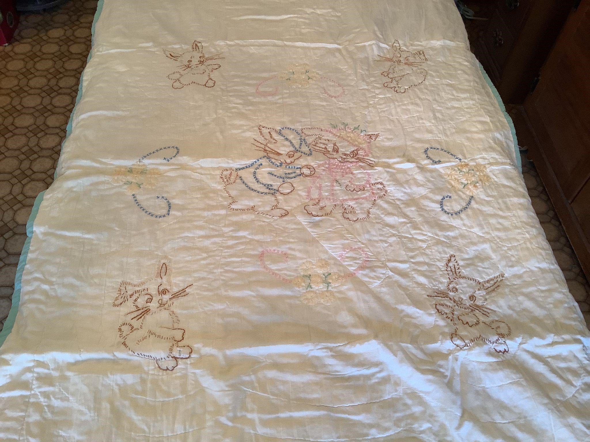 34 x 51 embroidered baby quilt