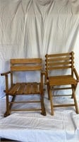TWO WOODEN FOLD UP CHAIRS