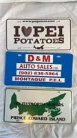 3 COLLECTIBLE PEI-THEMED PLASTIC LICENSE PLATES