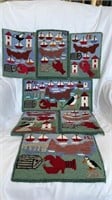 SEVEN HAND HOOKED YARN WALL HANGINGS / PLACEMATS