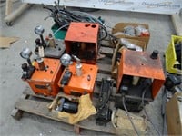 Lot of Hydraulic Pumps, Cylinders, & Hoses