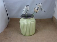 Ceramic Planter/3 Bird Stakes - NEW