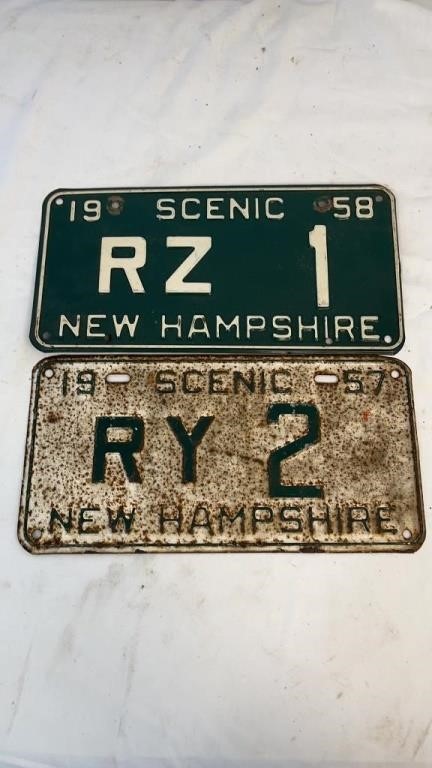 1957 AND 1958 NEW HAMPSHIRE LICENCE PLATES