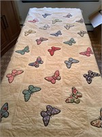 78 x 92 butterfly quilt small stain