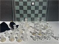 Glass Crystal Chess and Checker Set