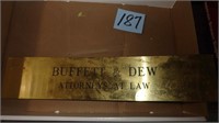 Buffett & Dew Attorneys At Law Name Plate