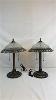 TWO DOUBLE BULBED ELECTRIC LAMPS