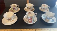 6 teacups and saucers
