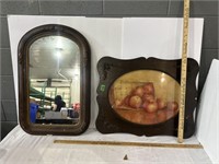 Antique framed mirror and frame