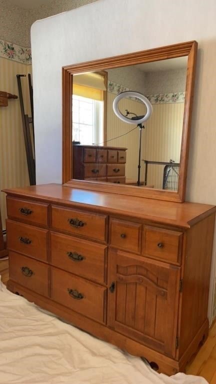 DROUIN FOUR DRAWER WOODEN DRESSER WITH MIRROR