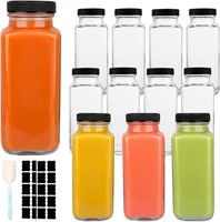 12pk Glass Bottles 8.5 OZ  Square with Lids