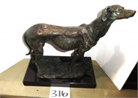 Greyhound Bronze Sculpture on Marble Base
