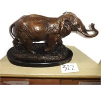 Elephant Bronze Sculpture on Marble Base