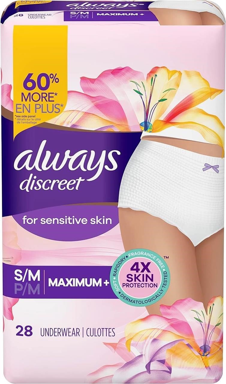 Always Discreet S/M Underwear  28 Count