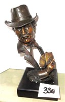 Wyatt Earp Bronze Bust Sculpture on Marble Base