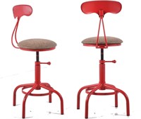 Topower Kitchen Stool  Swivel  Red  2 Set