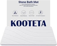 Non-Slip Stone Bath Mat  23.5x15  Wave-White