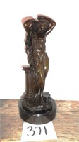 Bronze Woman Sculpture on Marble Base
