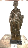 Maiden Bronze Sculpture on Marble Base