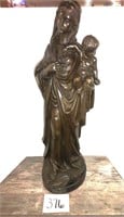 Mother Mary Bronze Sculpture on Marble Base