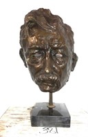 Male Bust / Mask Bronze Sculpture on Marble Base